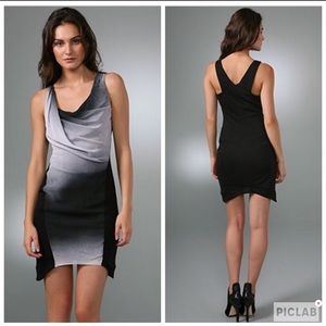 Helmut Lang 100% silk spray ombré wrap drape dress
